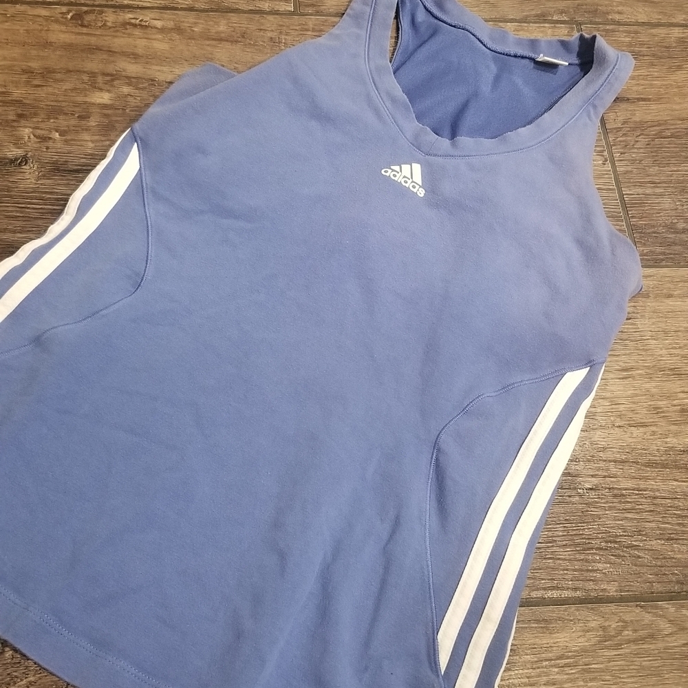 Blue adidas T-back tank top